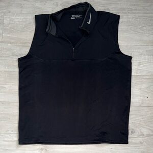 Nike Black Sleeveless Top with Zip Collar Golf Shirt Large